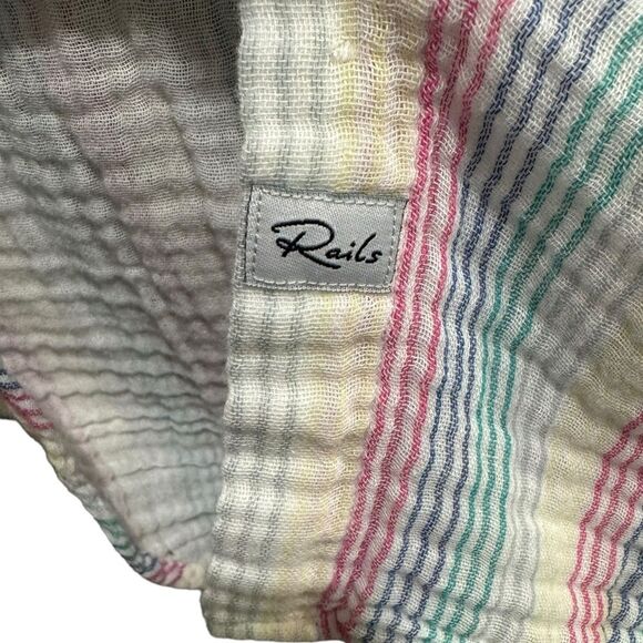 Rails Ellis Iris Gauze Long Sleeve Blouse Stripes Summer Medium - Picture 8 of 12